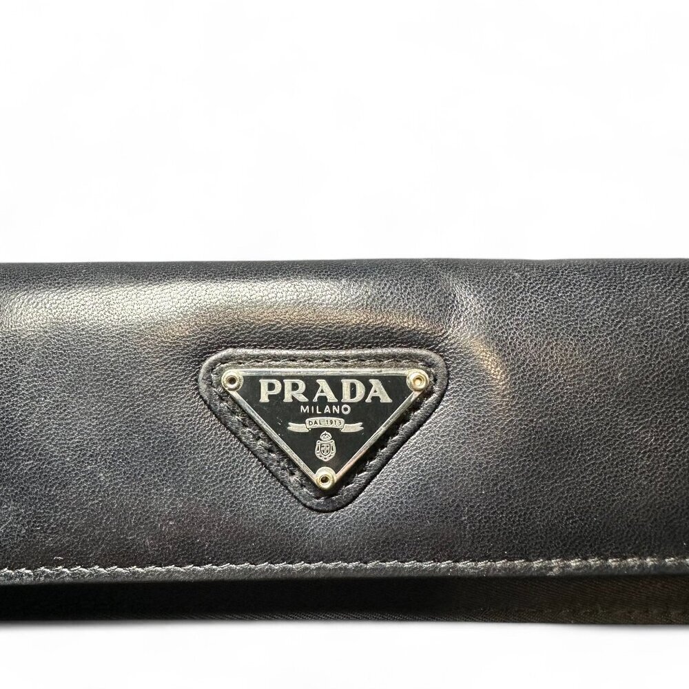 PRADA Saffiano Leather and Nylon Tri-Fold Wallet - Black - Picture 4 of 15